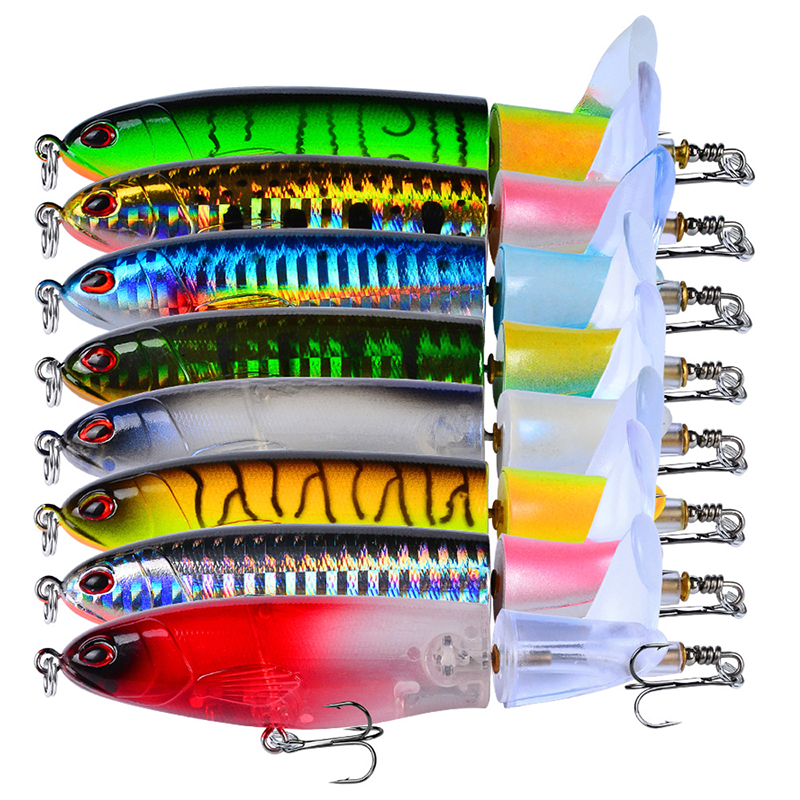 11cm 15g Pencil Fish Hook Hard Baits Lures 6 Treble Hooks Fishhooks 8 Colors Mixed Propeller Plastic Fishing Gear 8 Pieces Lo