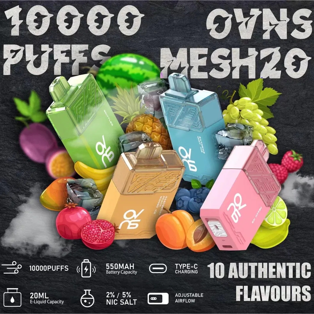 Original OVNS MESH20 10000 Puffs Disposable Vape E cigarettes Pen 20ml Pod 550mah Rechargeable Battery Pre-filled Mesh coil MESH COIL Airflow Adjustable
Original OVNS MESH20 10000 Puffs Disposable Vape E cigarettes Pen 20ml Pod 550mah Rechargeable Battery Pre-filled Mesh coil MESH COIL Airflow Adjustable