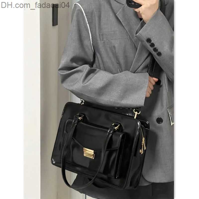 Evening Bags Evening Bags Xiuya Vintage Messenger Bag Japanese Black High Capacity Handbags for Women Pu Leather Casual Campus Daily Z230706
