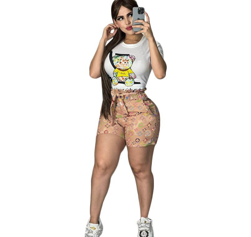 champ Fashion luxurious Clothing Women Summer bear Letter Print Outfits Designer Tracksuits 2 Piece Set Casual T Shirt Shorts Jogger Sport Suit