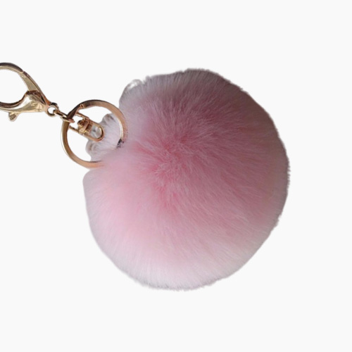 Rabbit Fur Soft Plus Pompom Keychain Keyring Ball Real Fur Soft y Charm Dangle Car Pendant Decor