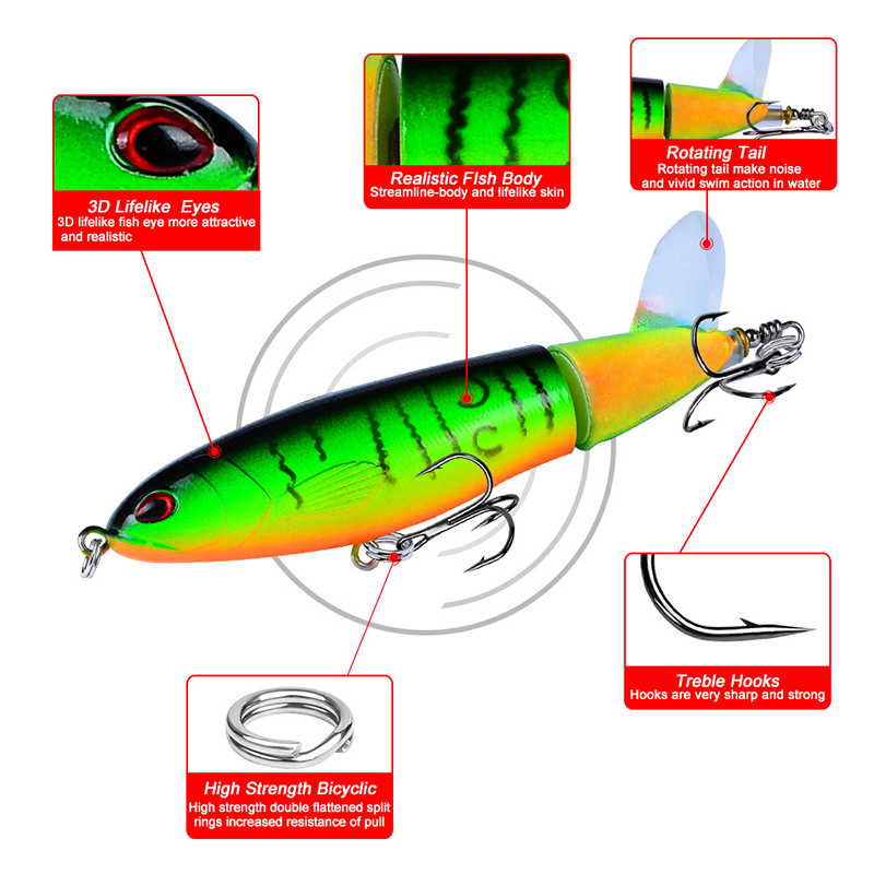 11cm 15g Pencil Fish Hook Hard Baits Lures 6 Treble Hooks Fishhooks 8 Colors Mixed Propeller Plastic Fishing Gear 8 Pieces Lo