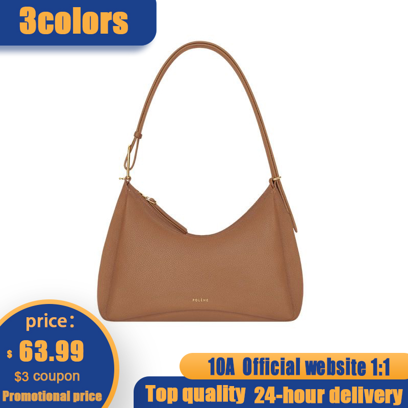 Genuine Leather Polene Numero dix handbags Wallets Women Stuff Sacks polenes cyme underarm bag half moon bags men Designer clutch Hobo strap cross body tote Shoulder, Brown