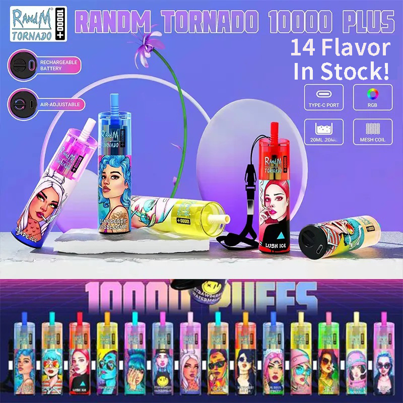 Original RandM Tornado 10000 Plus Disposable Vape Electronic Cigarettes 20ml Prefilled Devices With Mesh Coil RGB Lights 14 Flavors 10K Puffs
Original RandM Tornado 10000 Plus Disposable Vape Electronic Cigarettes 20ml Prefilled Devices With Mesh Coil RGB Lights 14 Flavors 10K Puffs