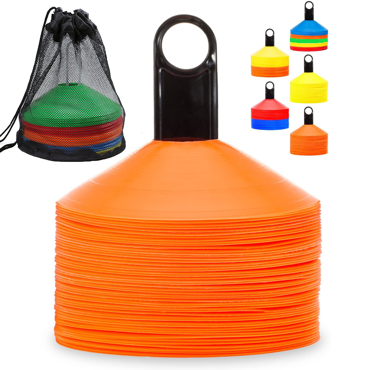 Balls Set of 50 Agility Soccer Cones With Carry Bag Disc And Holder For Training Football Kids Sports Field Cone Markers 230703