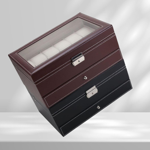 New 12 Grids Slots Double Layers PU Leather Watch Storage Box Professional Watch Case Rings Bracelet Organizer Box Holder1