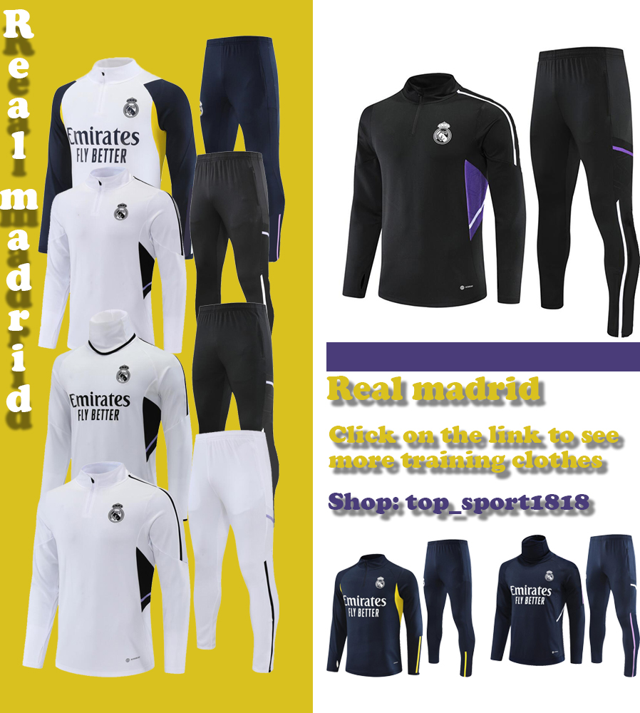 AA 2023 2024 Real Madrid tracksuit 22 23 mans Half pulled Long Sleeves football training suit jogging kits Men kids soccer football.