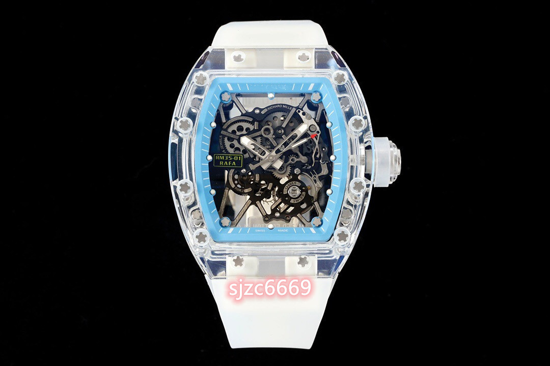 RM35-01 watch dimensions length 51mm wide 42.7mm thick 15.8mm with an RMUL3 integrated movement sapphire crystal case, As shown
RM35-01 watch dimensions length 51mm wide 42.7mm thick 15.8mm with an RMUL3 integrated movement sapphire crystal case, As shown