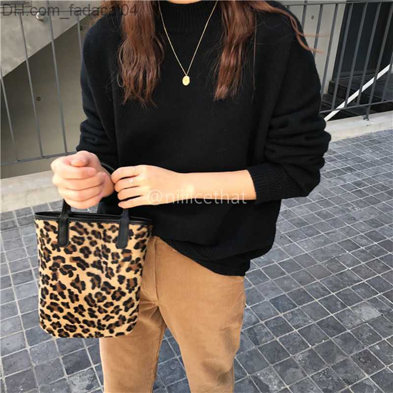 Evening Bags Evening Bags Vintage Leopard Pattern Women Small Shoulder Bag Fashion Plush Ladies Purse Handbags Portable Female Daily Messenger Bags Z2