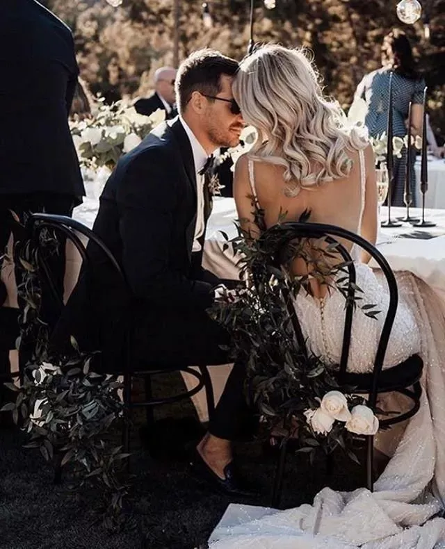 Dresses Mermaid Square Neck Lace Sequins Beads Sexy Backless Beach Wedding Dress Sweep Train Bridal Gowns Boho Vestidos De 2023 BC5125