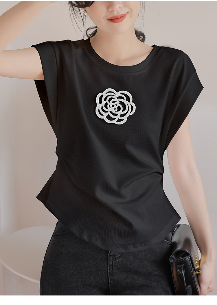Women Tshirt Floral Beads Design Simple Line O-neck Shirt Desginer Elegant Nice Shape Top Casual Outfit for Holiday or Working S-XL, Black
Women Tshirt Floral Beads Design Simple Line O-neck Shirt Desginer Elegant Nice Shape Top Casual Outfit for Holiday or Working S-XL, Black