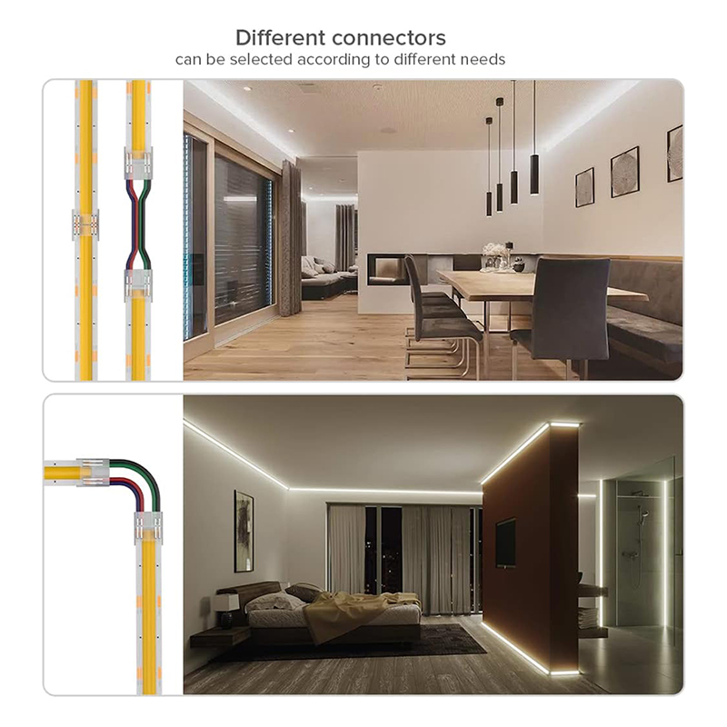 5V 12V 24V LED Strip Connectors 4Pin 10mm Transparent Unwired Strip Wire Connectors Long 22AWG Extension Wire