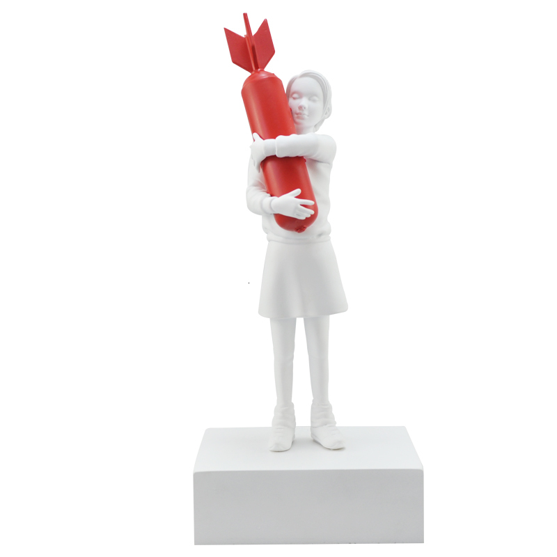 Decorative Objects Figurines Banksy Hugging Bomb Girl Decor Statue Hugged Peace Resins Sculpture Decoration LivingRoom Bedroom Bookcase Mesa Decoratio