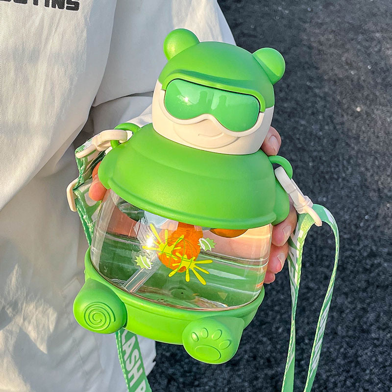 Lovely large capacity water cup 900ml bear big belly cup high appearance level cup with straw summer cute children gifts