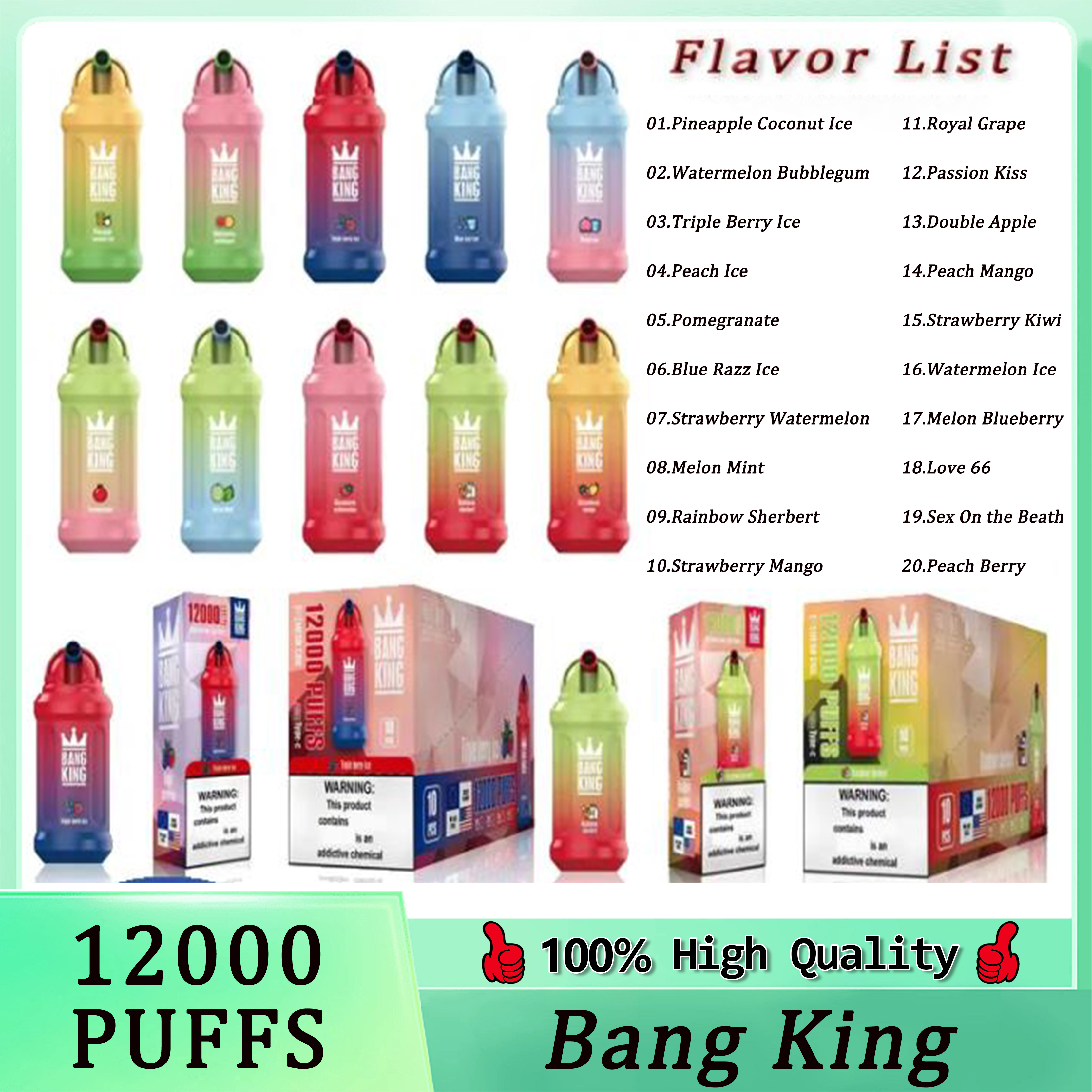 Original Bang King 12000 Puff 12000 Disposable Vapes Pen E Cigarette 0% 2% 3% 5% Vaporizer Recharge Mesh Coil Vape Pen Puffbars Bang Puff 12K
Original Bang King 12000 Puff 12000 Disposable Vapes Pen E Cigarette 0% 2% 3% 5% Vaporizer Recharge Mesh Coil Vape Pen Puffbars Bang Puff 12K