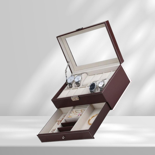 New 12 Grids Slots Double Layers PU Leather Watch Storage Box Professional Watch Case Rings Bracelet Organizer Box Holder1