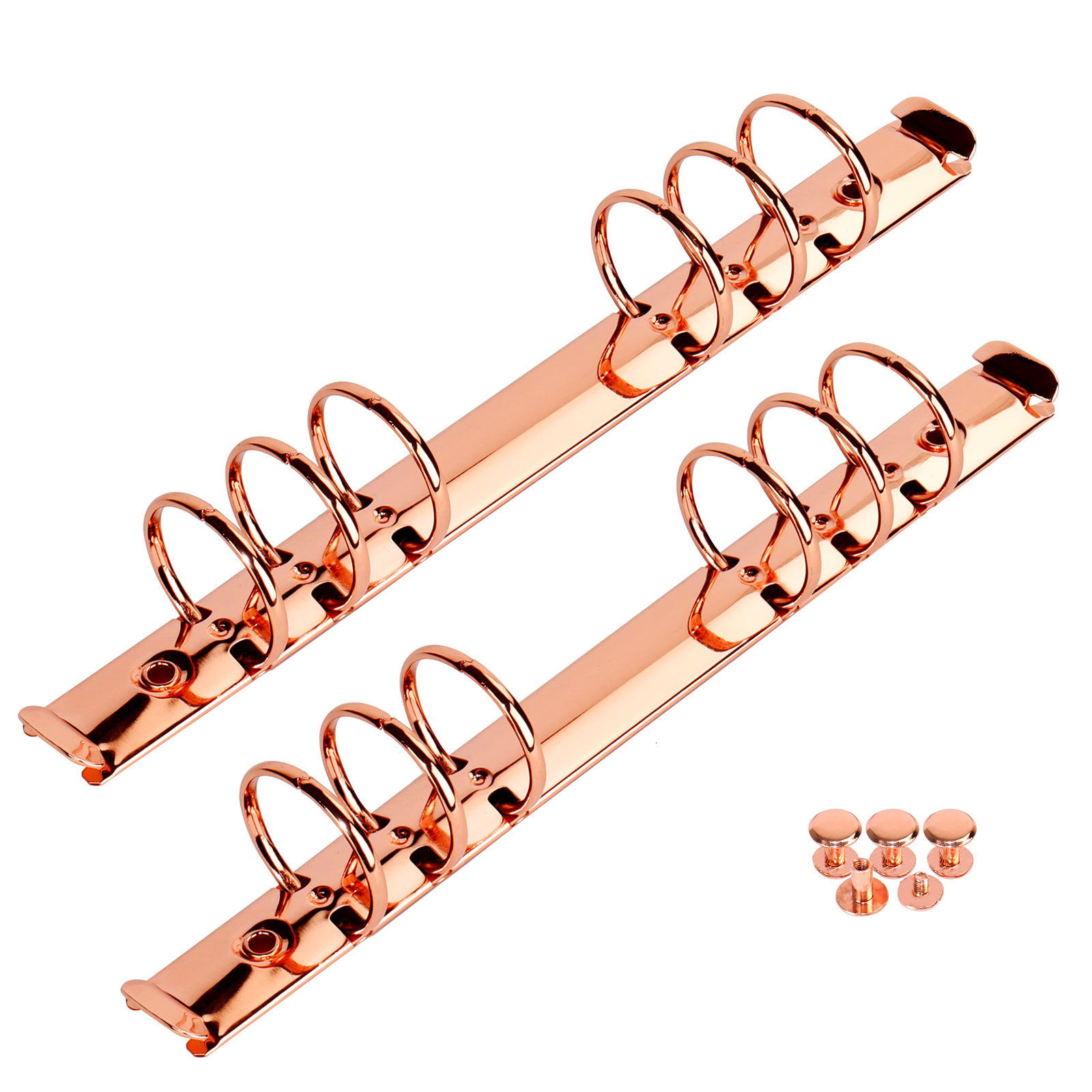 Binders Rose Gold And Gold Ring Binder Metal Accessories 30mm 21mm Ring Aperture Notebook Office Storage Stationery Metal Ring Binder 230704