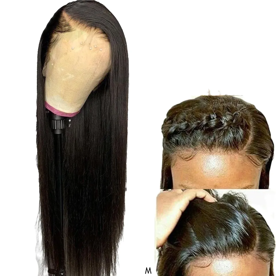 Brazilian 100 Real Human Hair Wigs 13x4 Remy Straight Lace Front Human For Black Women 28 Inch Wig 150
