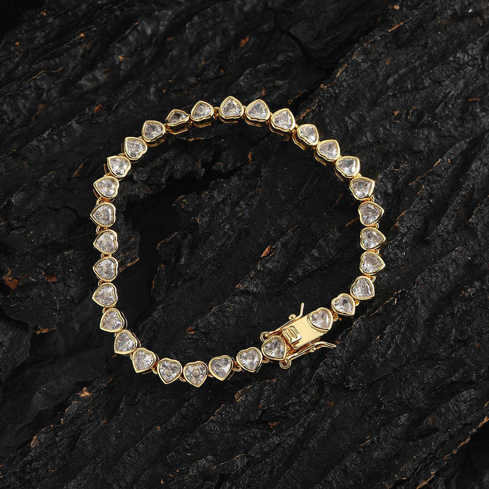 Hip Hop Heart Shaped Tennis Chain Necklace Couple Folding Fashion Copper Implaid Iced Out Cubic Zircon Chain Choker Cz Stone Necklaces For Men And Wom