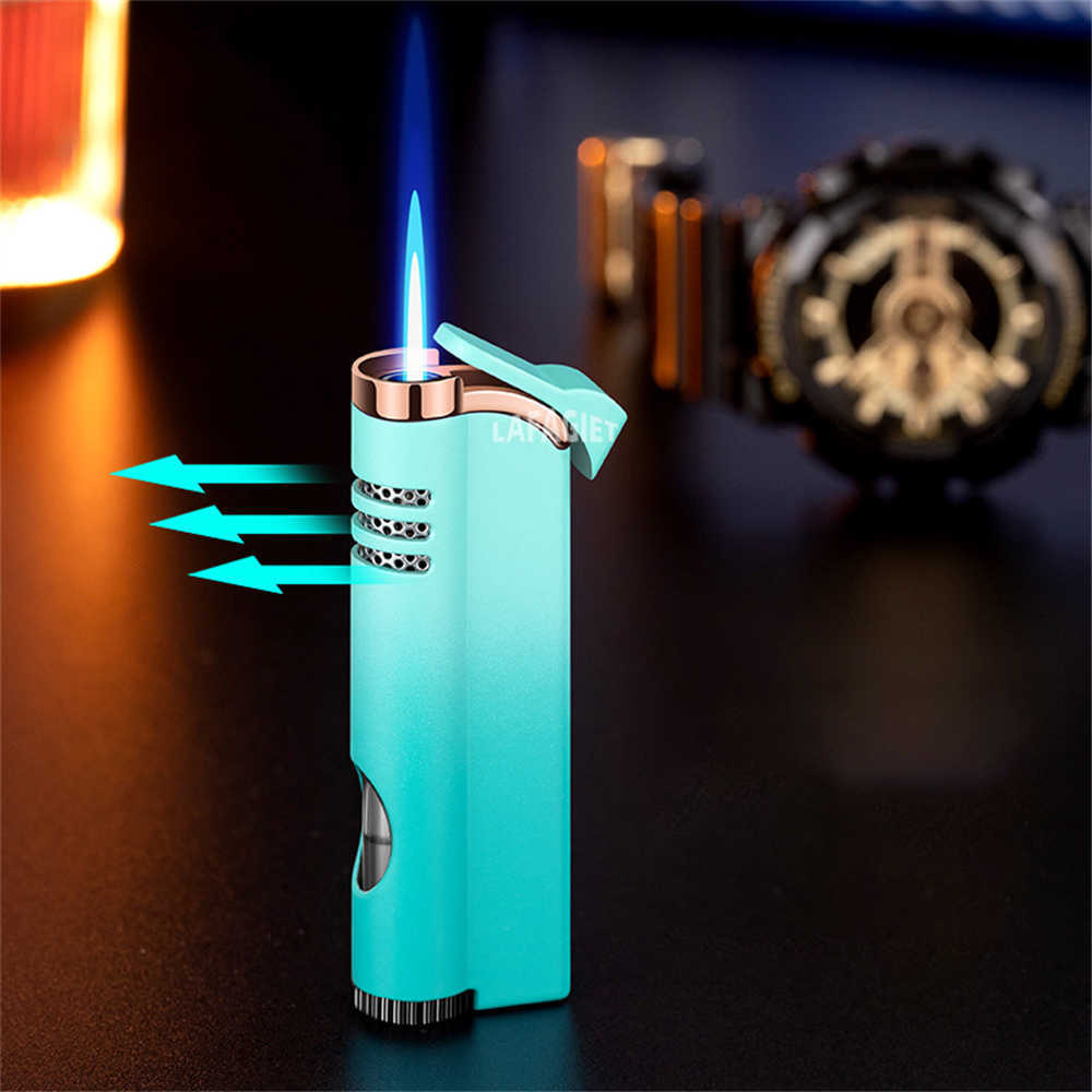 Windproof Torch Without Gas Lighter Powerful Tube Straight Blue Fire Turbo Pipe Butane Refillable Jet Flame Creative Smoker Gift GQG5 OH3J W260202