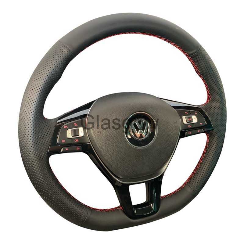 Steering Wheel Covers Car Steering Wheel Braid Cover Black Artificial Leather For Volkswagen VW Golf 7 Mk7 Touran Up New Polo Jetta Passat B8 Tiguan x0705