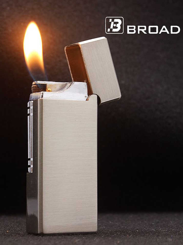 BROAD Flint Gas Lighter Butane Side Slip Grinding Wheel Lighters Cigarettes Accessories Cigar Smoking Gadgets for Men E7D2 No W260202