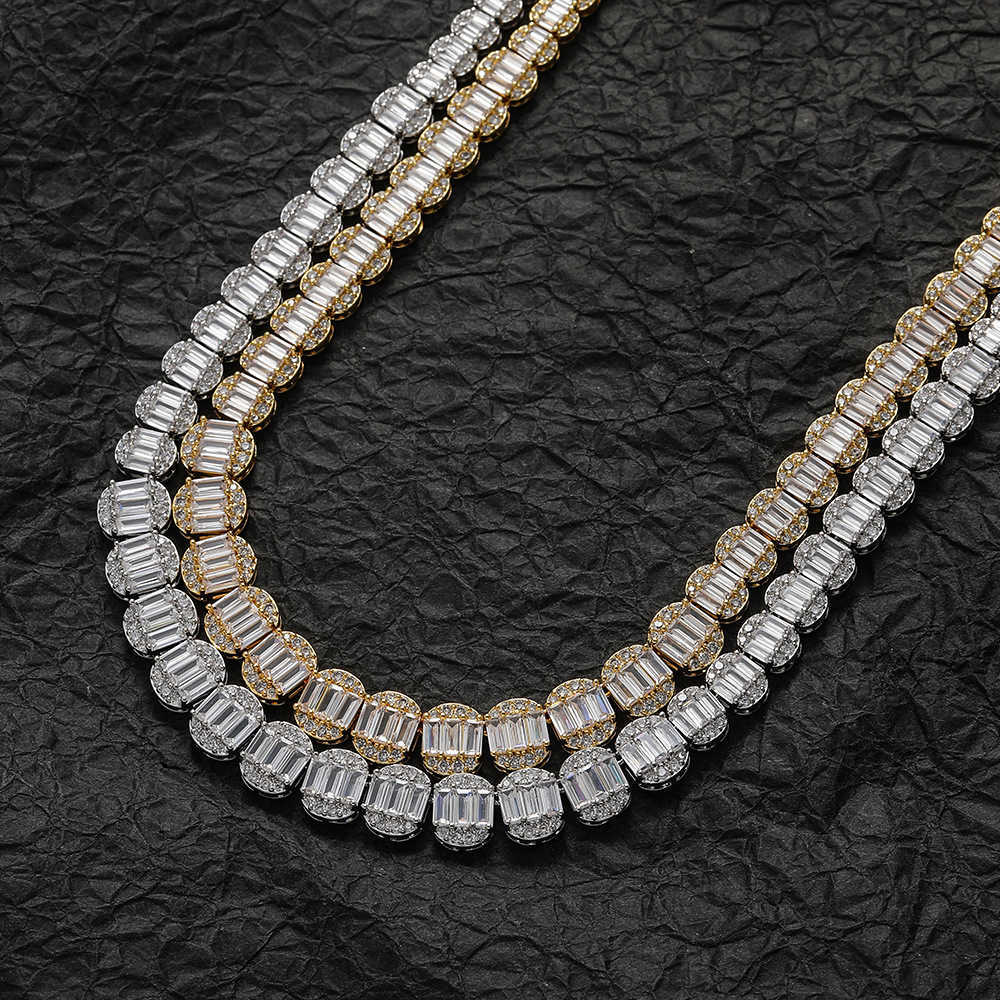 New Gradual Size Cubic Zircon Tennis Chain Necklace Choker Hip Hop Mens Womens Tennis Chains Splice Baguette Cz Zirconia Maimi Rapper Wolf Tide Jewele
