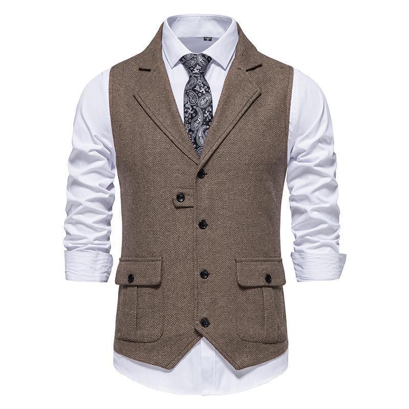 Men's Vests Herringbone Tweed Suit Vest Vintage Lasel Casual 230705