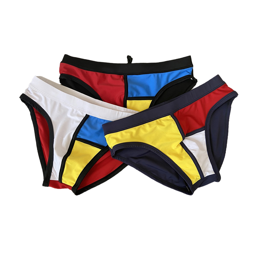 Men's Swimwear Related Product List Sexy Push Pad Patch Work Summer Low Rise Quick Dried Beach Surf Bar 230705