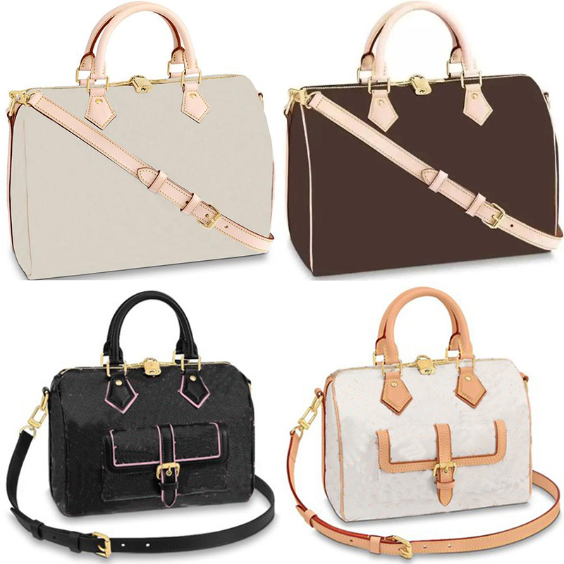 Designer speedy bandouliere bag nano speedy 20 25 35 Bag women classic black Embossed Leather shoulder crossbody bags with key lock boston pillow purse