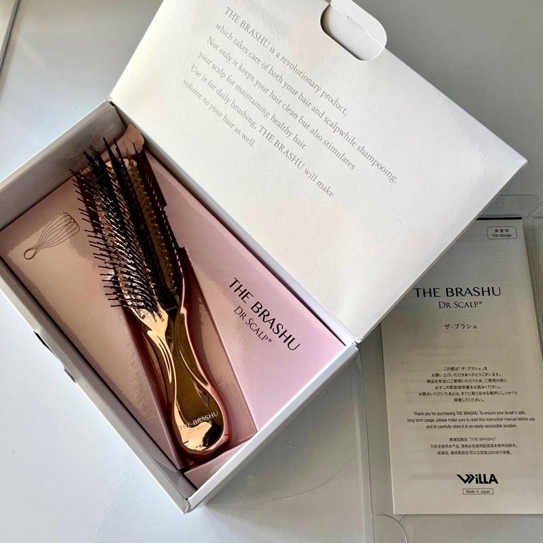 Hair Massager Brush Japanese Premium Head Massager Scalp Brush Shampoo Wet Plastic Detangling Brush Hair Cleaning Comb Rose gold Fast Ship