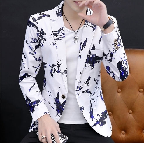 Men's Suits Blazers mens fashion spring printing suit top jacket Slim Fit Small Suit Casual Single breasted buckle check Coat Top 230705