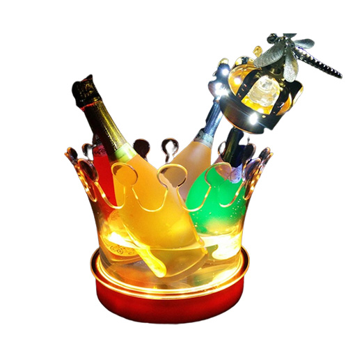 New Crown LED Rechargeable Ice Bucket LED Beer Holder Bar Cooler Container Acrylic Transparent Champagne wine beer ice bucket5095466