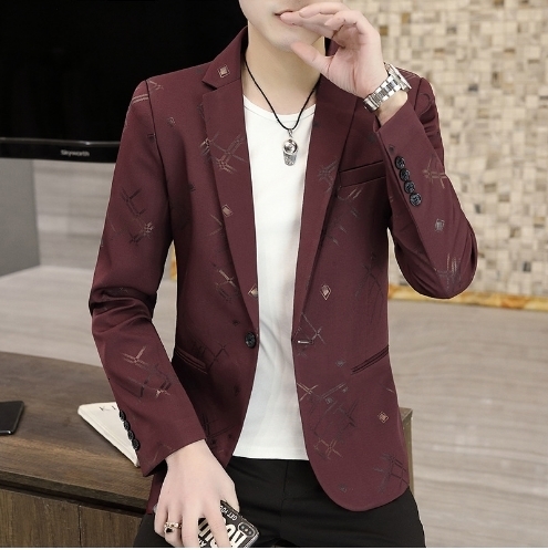 Men's Suits Blazers mens youth printing jacket top spring coat fashion suit Slim Fit Small Coat 230705