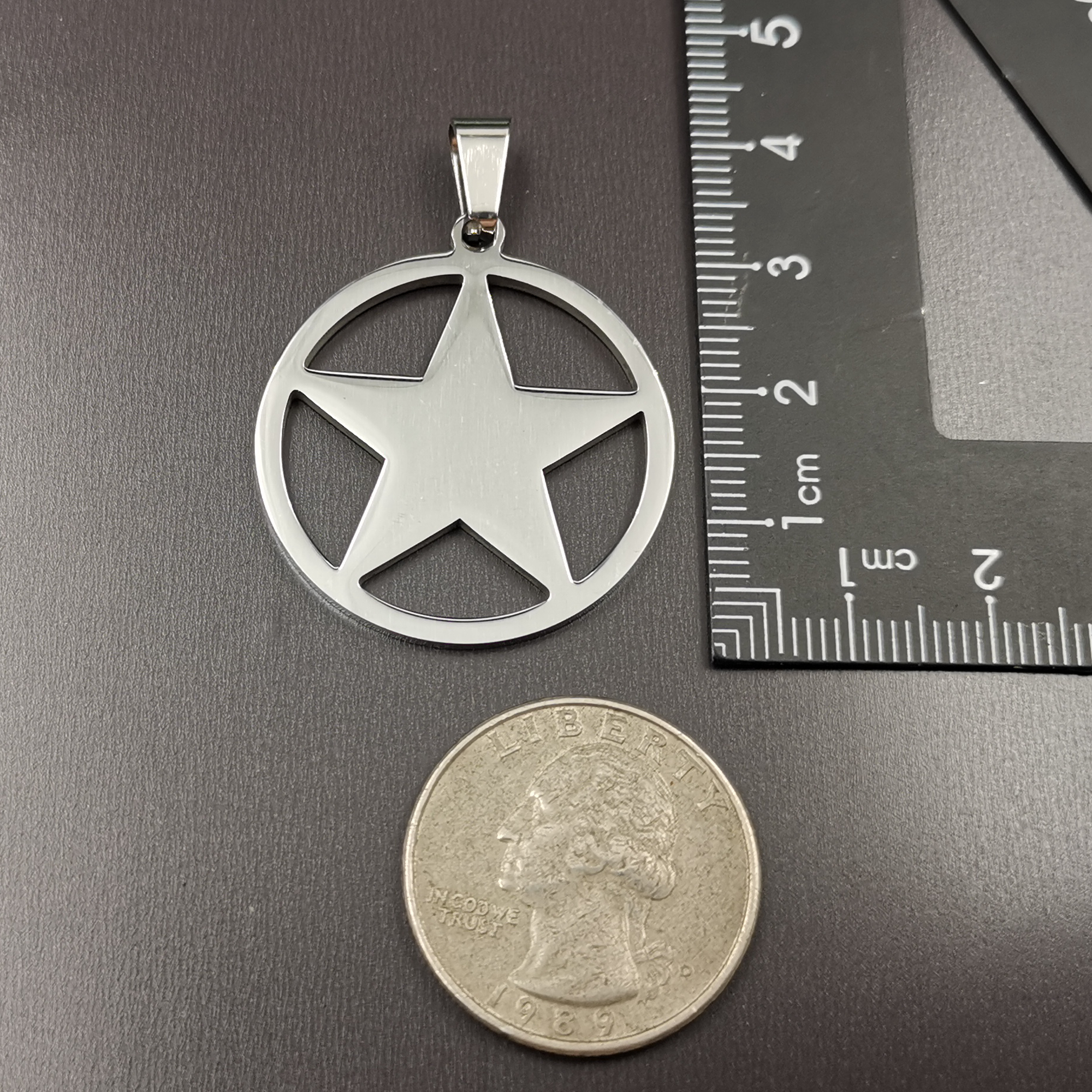 Mens Stainless Steel Pentagram Necklace Five-pointed Star Pendant Polished Silver 24inch for Friends Fashion Gifts