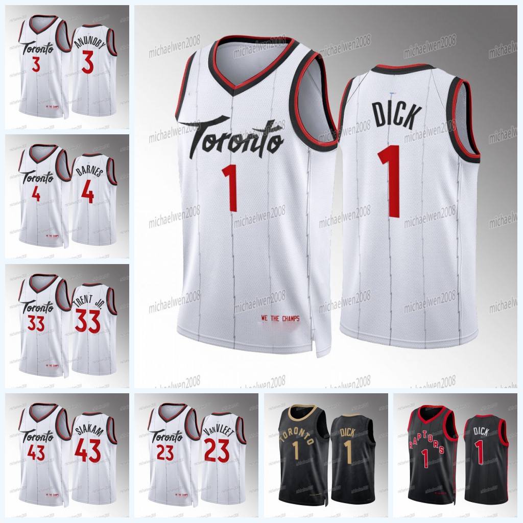 2023-24 Raptors Gradey Dick City Jersey 3 O.G. Anunoby Scottie 4 Barnes Chris 25 Boucher Gary 33 Trent Jr. Fred 23 VanVleet 21 Young Justin 11 Champagnie Khem 24 Birch, Red
2023-24 Raptors Gradey Dick City Jersey 3 O.G. Anunoby Scottie 4 Barnes Chris 25 Boucher Gary 33 Trent Jr. Fred 23 VanVleet 21 Young Justin 11 Champagnie Khem 24 Birch, Red