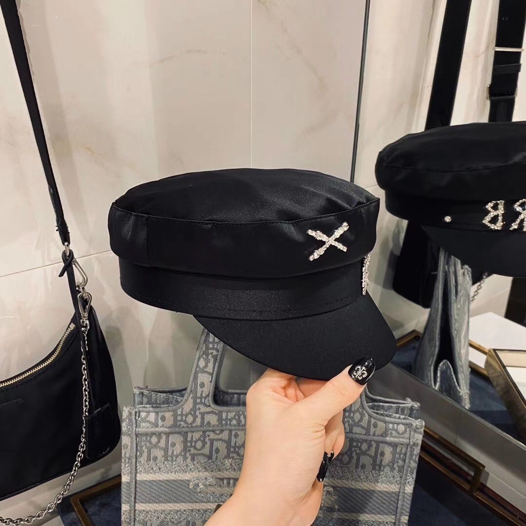 Berets Home>Product Center>Product Center>Red Explosive Letter RB Satin Navy Hat Casual Breathable Pilot Hat 230704