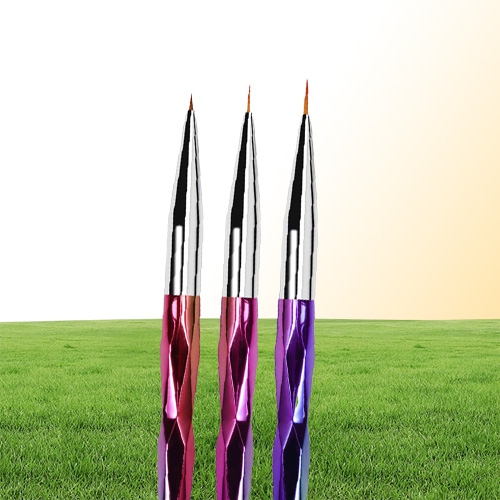 10Pcs Nail Art Brush Pen Detachable Metal Flat Crystal Carving Polish Gel UV Painting Drawing Line Tips Tool 3D Design Extension