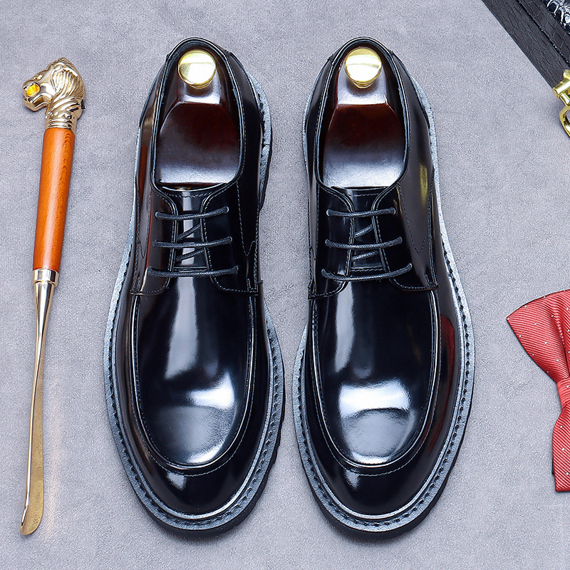 Real leather shoes men's business casual shoes British men's shoes lace up Derby shoes bright leather, Black
Real leather shoes men's business casual shoes British men's shoes lace up Derby shoes bright leather, Black