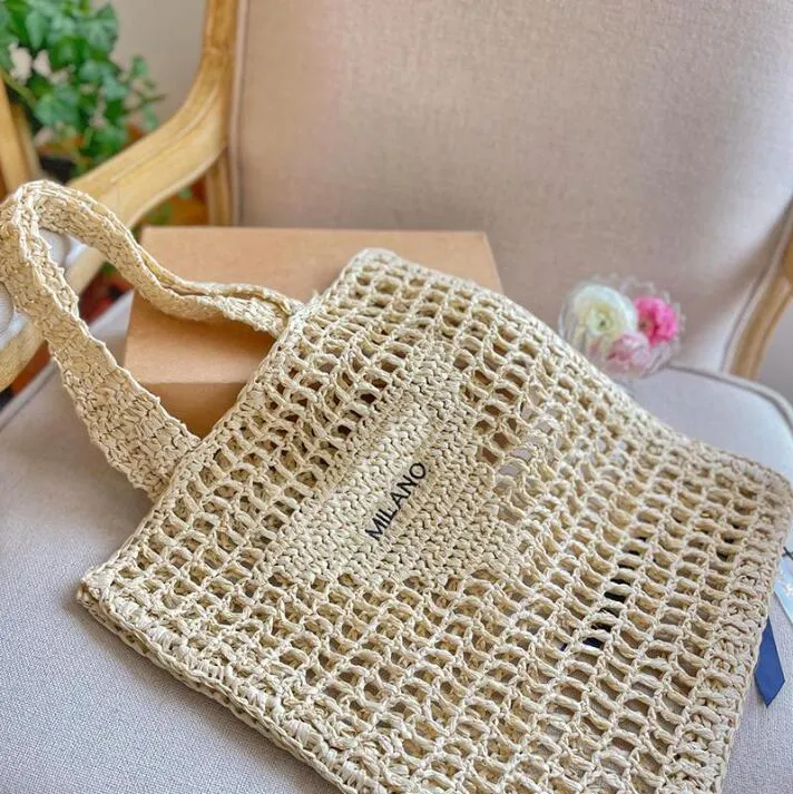 Summer beach woven shopping bag tote designer shoulder bag women quality pattern classic tote bag