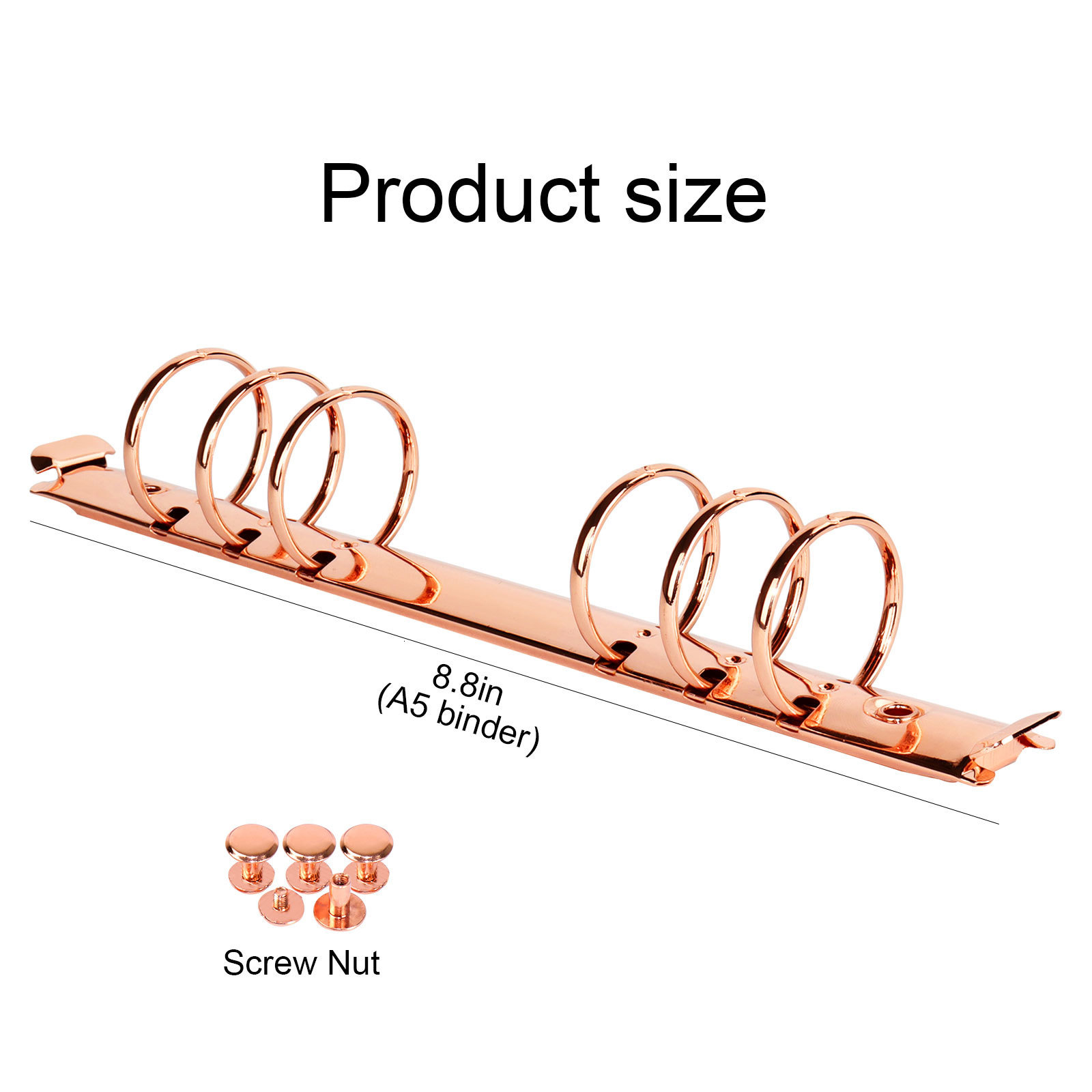 Binders Rose Gold And Gold Ring Binder Metal Accessories 30mm 21mm Ring Aperture Notebook Office Storage Stationery Metal Ring Binder 230704