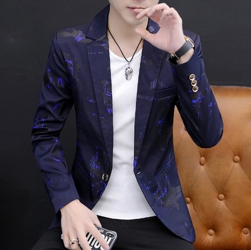Men's Suits Blazers mens fashion spring printing suit top jacket Slim Fit Small Suit Casual Single breasted buckle check Coat Top 230705