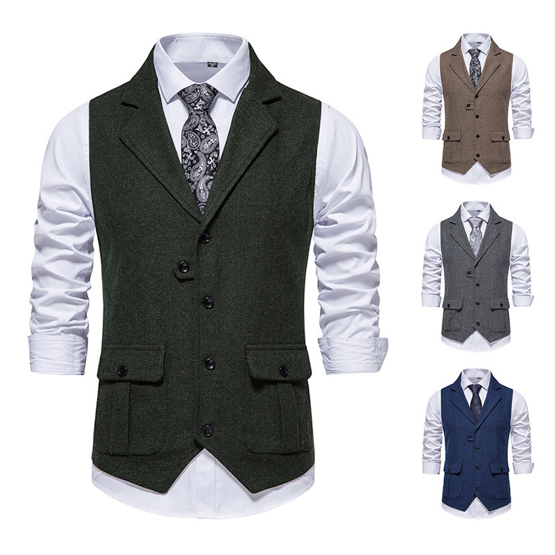 Men's Vests Herringbone Tweed Suit Vest Vintage Lasel Casual 230705