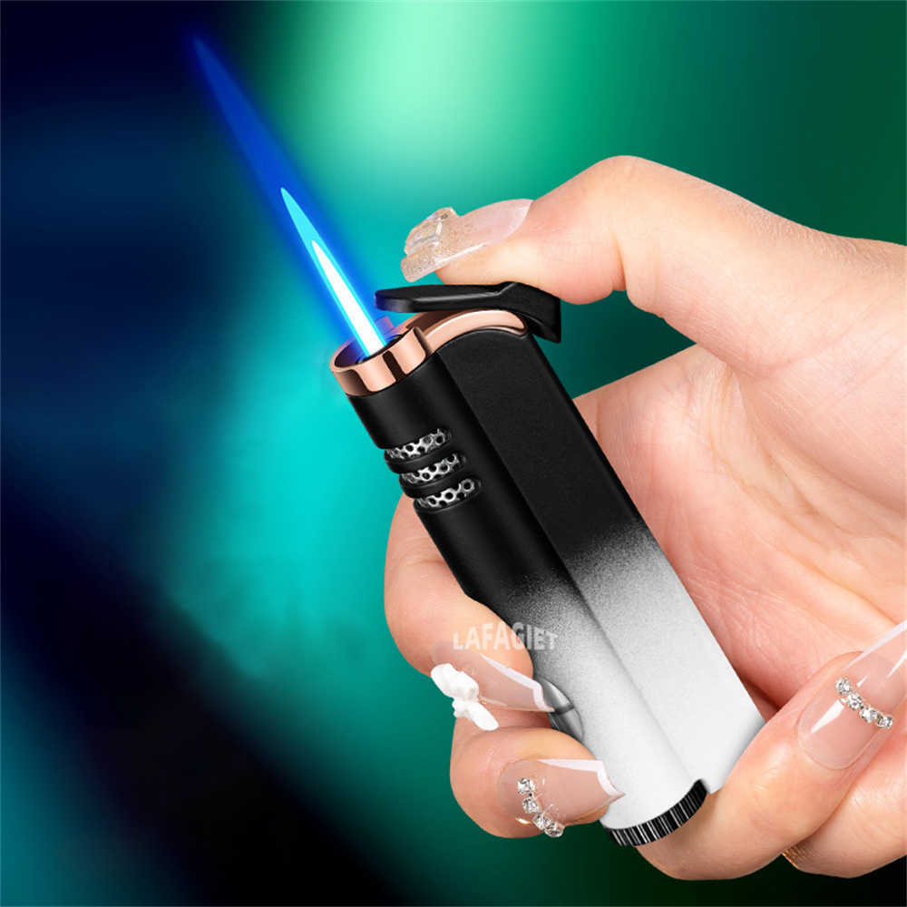 Windproof Torch Without Gas Lighter Powerful Tube Straight Blue Fire Turbo Pipe Butane Refillable Jet Flame Creative Smoker Gift GQG5 OH3J W260202