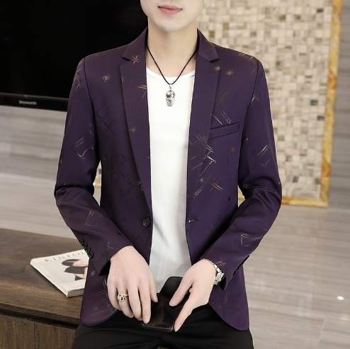 Men's Suits Blazers mens youth printing jacket top spring coat fashion suit Slim Fit Small Coat 230705