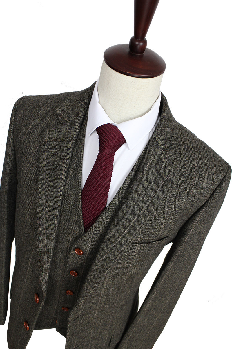 Men's Suits Blazers Custom Made Dark green Herringbone Men Slim Fit wedding suit men's Tailor made SuitJacketPantsVest 230705