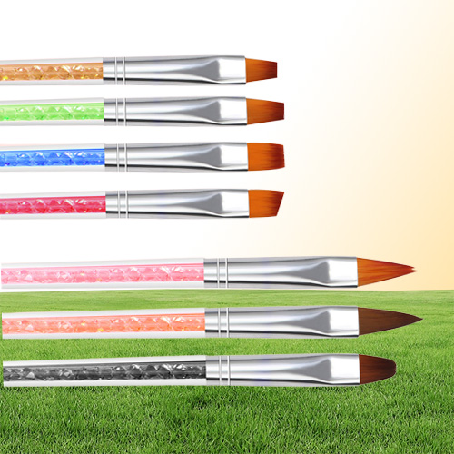 10Pcs Nail Art Brush Pen Detachable Metal Flat Crystal Carving Polish Gel UV Painting Drawing Line Tips Tool 3D Design Extension