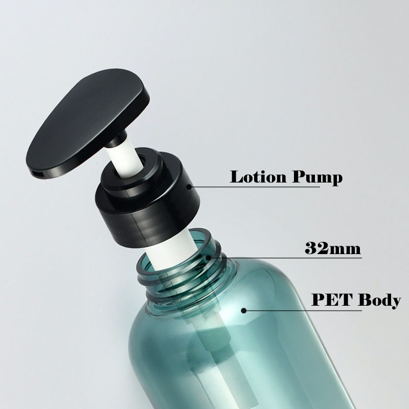 Amber Blue Plastic Pump Bottles 10oz 300ml 16oz 500ml Cosmetic Containers for Lotion Skin Care Serum Shampoo Shower Gel Body Butter