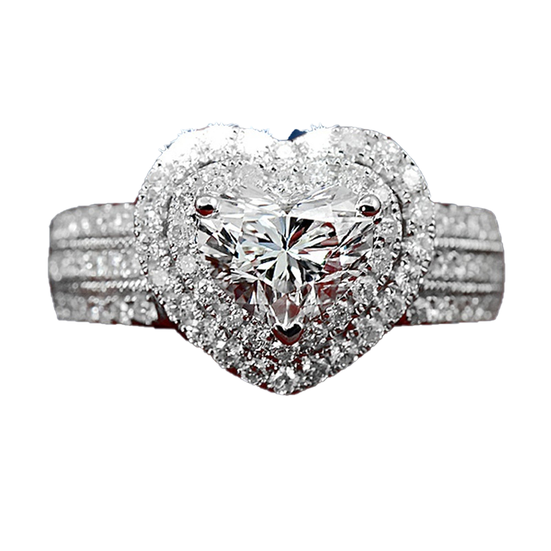Luxury Heart Shaped Diamond Fashion Women039s Ring Silver Plated Engagement Ring Whole and Retail Size 512
