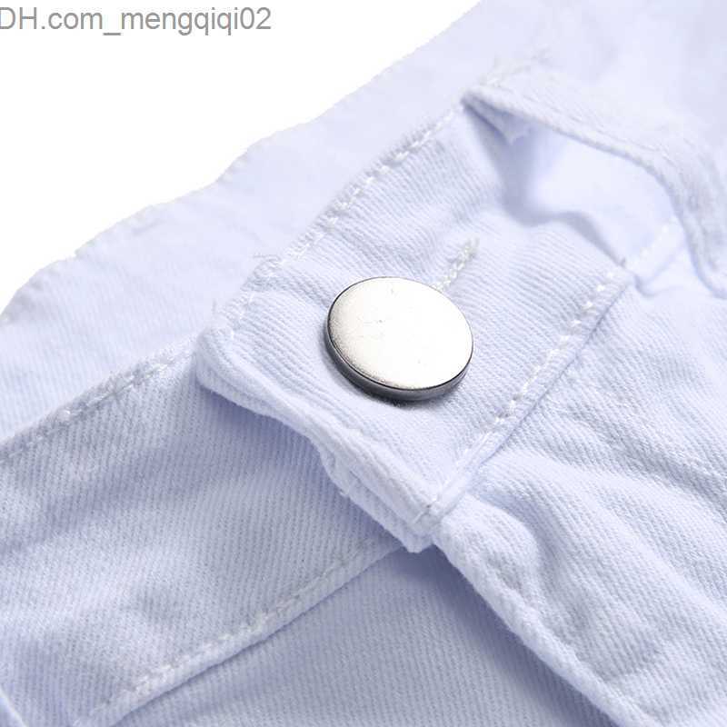 Men's Jeans Mens White Black Distressed Holes Skinny Jeans Full Length Denim Pants Street Style Trousers Wholesale Z230711